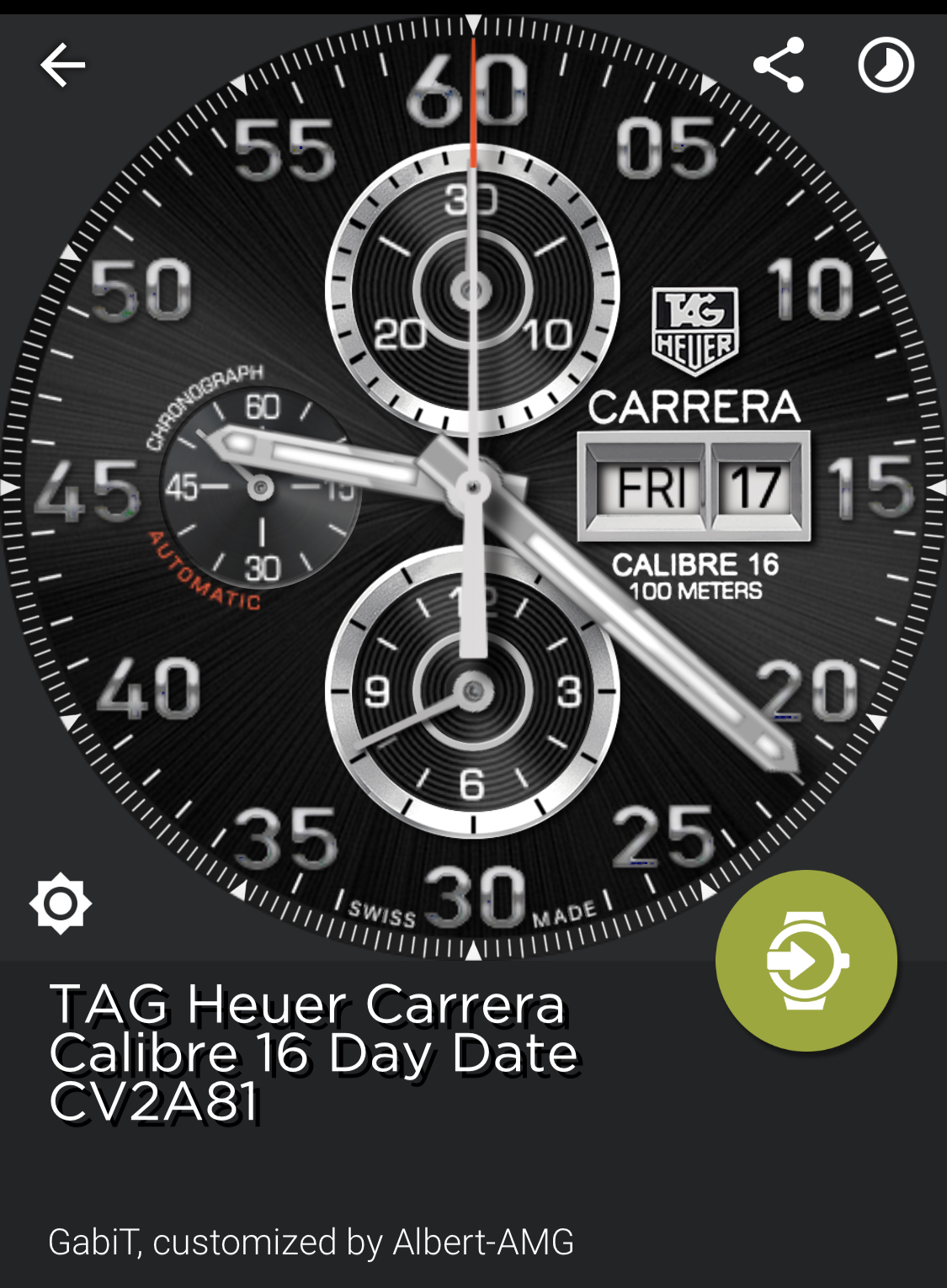 Carrera 2025 watch face