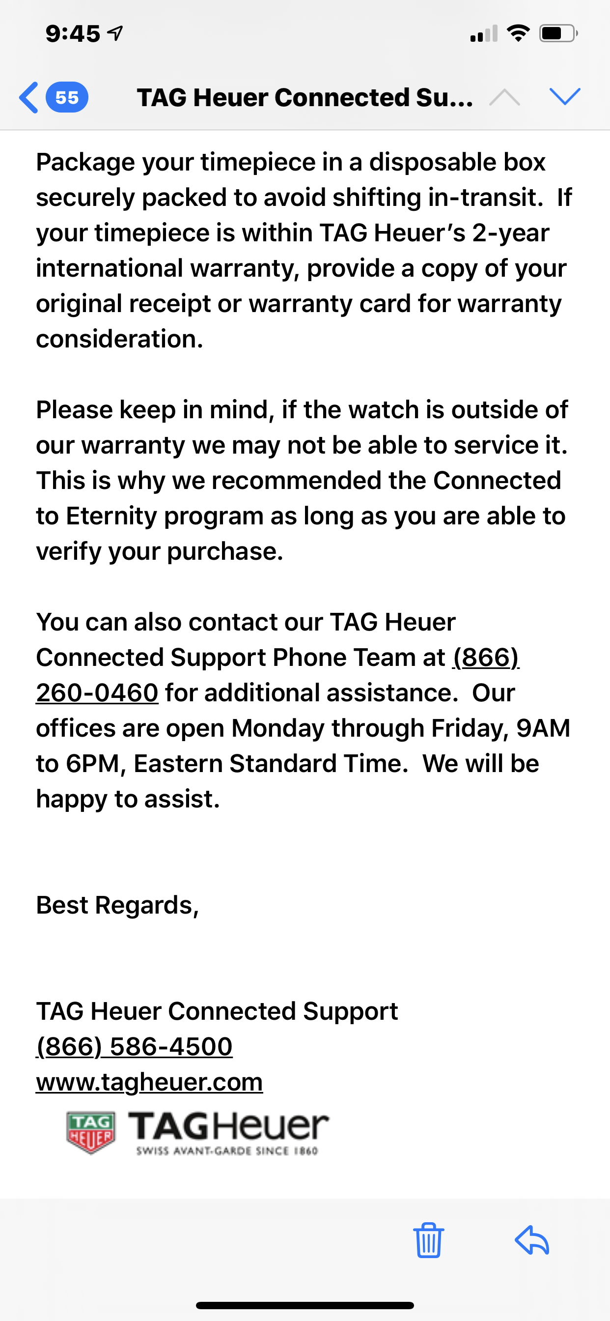 Tag heuer connected discount not turning on