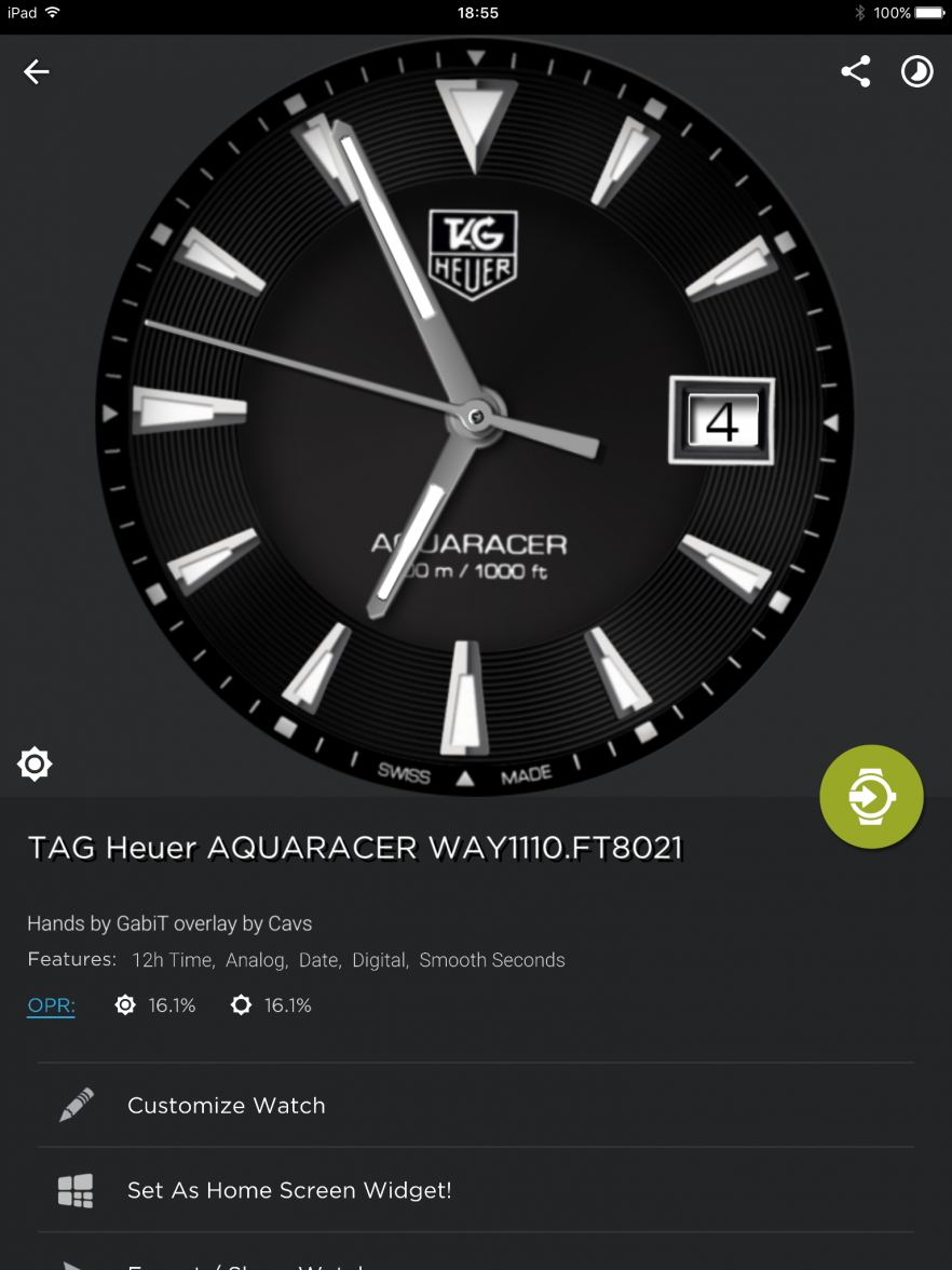 Connected Custom Watchfaces Which Watch Face are Wearing Today