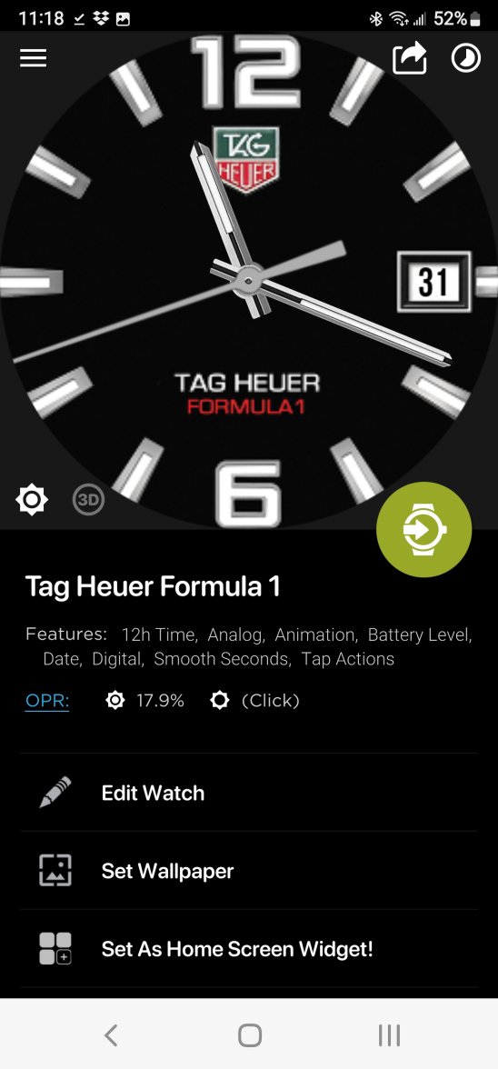 Tag heuer formula discount 1 watch face