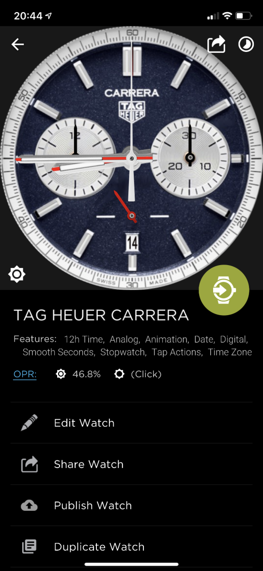 Tag heuer hotsell apple watch face