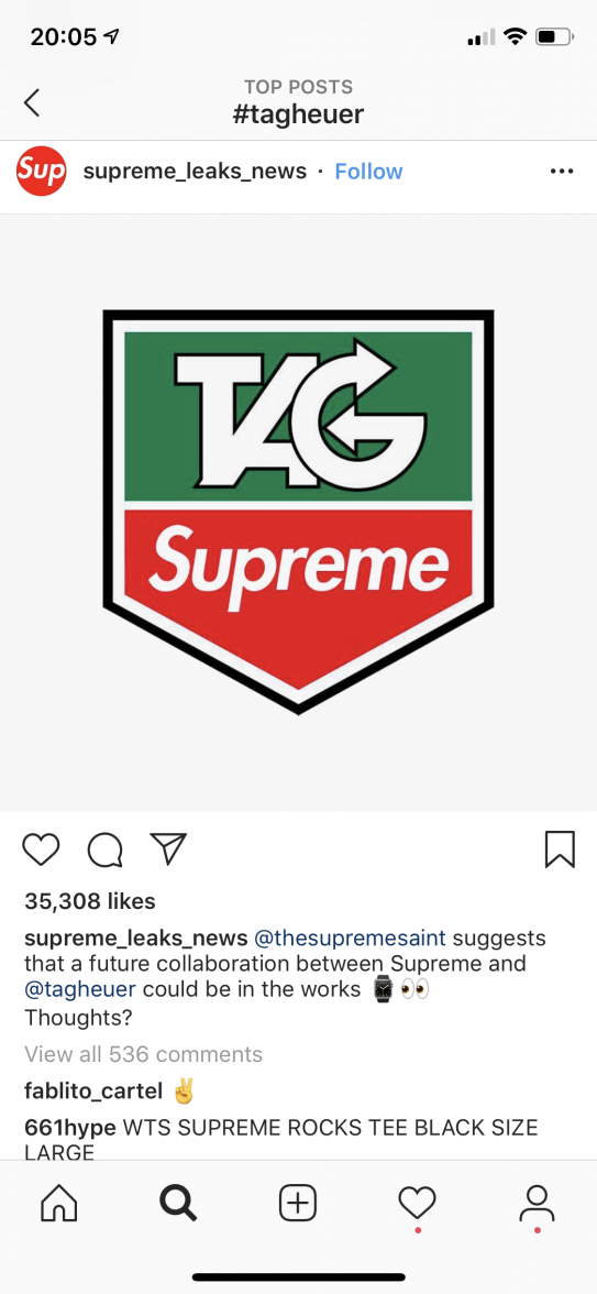 Supreme store tag heuer